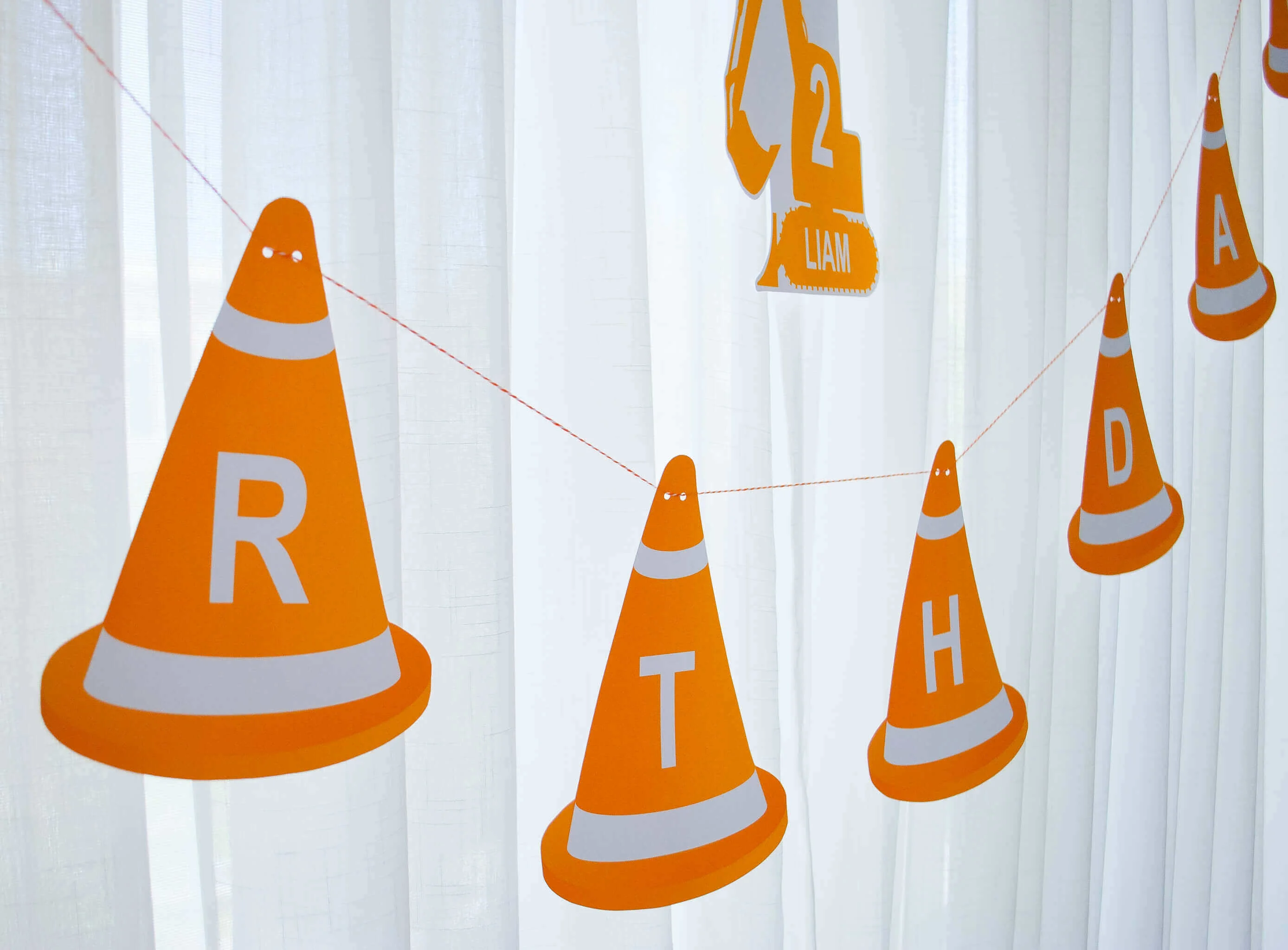 Modern construction printable happy birthday banner for a construction birthday party