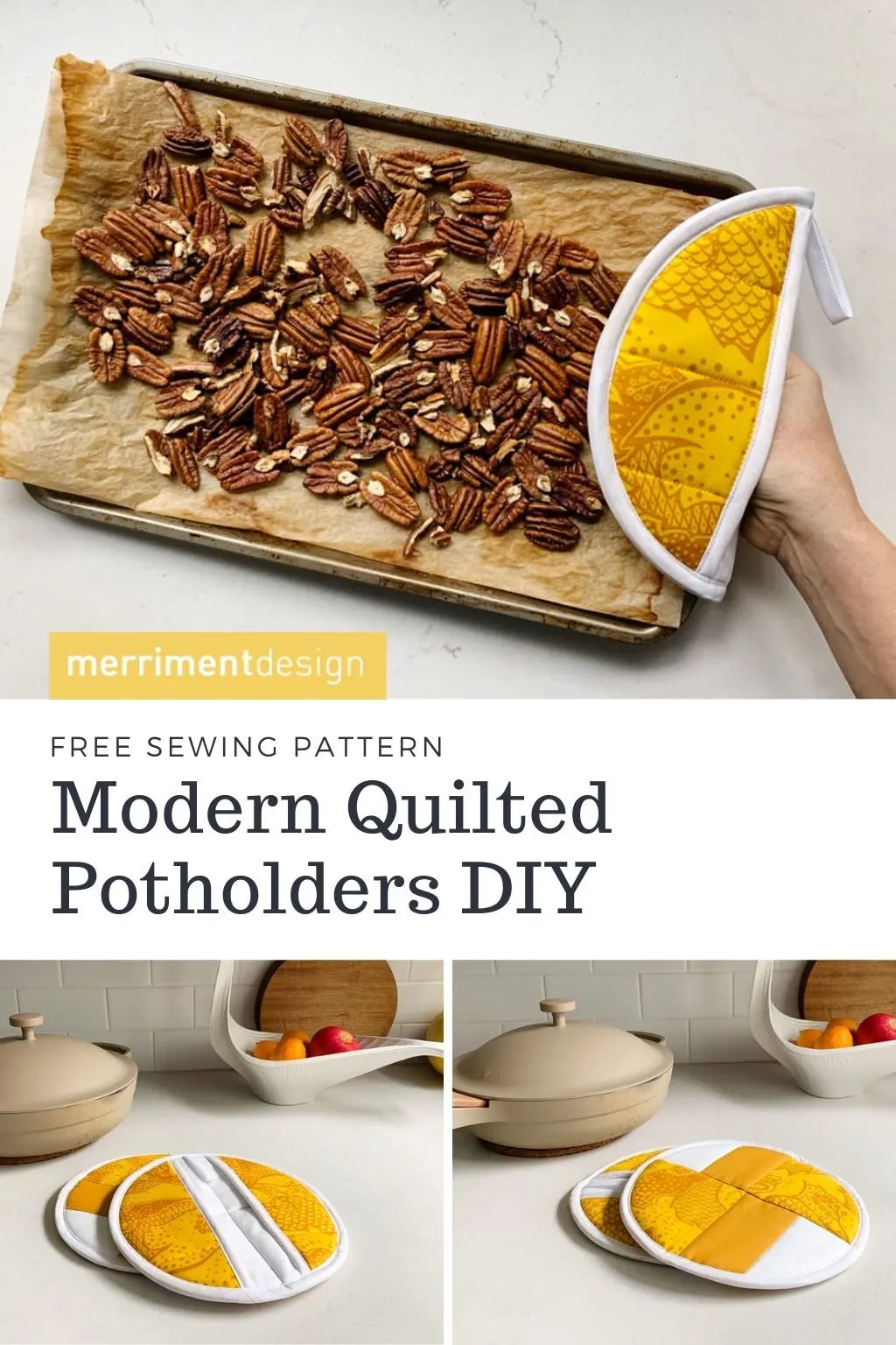 DIY modern quilted potholder tutorial and free sewing pattern