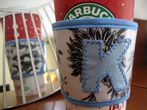 Earth Day Craft idea - Green Crafts, Recycled Crafts - Monogrammed coffee insulator wrap