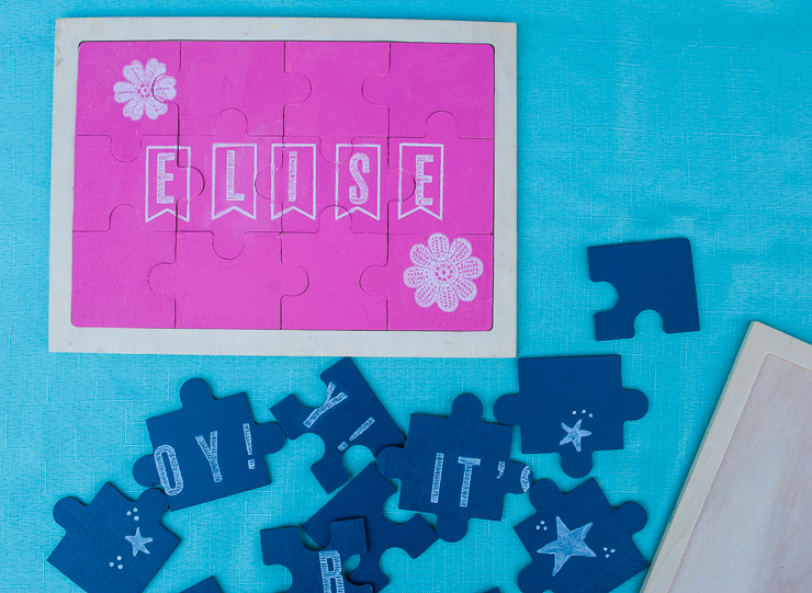 Make DIY no-smudge chalkboard puzzles using recycled wooden puzzles and chalk paint. Just draw or stencil a custom puzzle design; the liquid chalk stays put until you wash it off, re-use it again and again