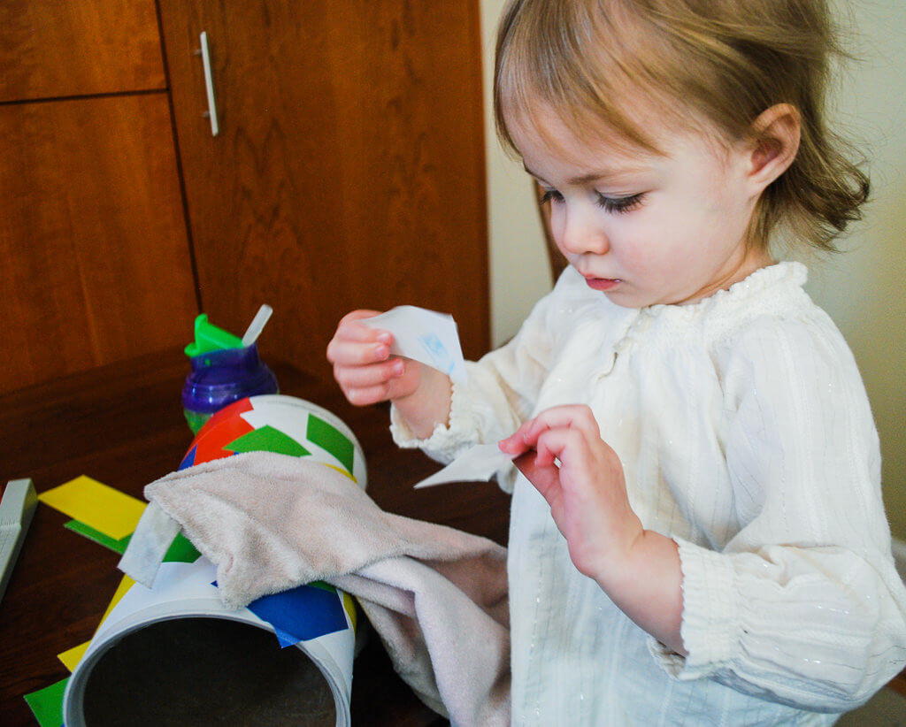 Peeling stickers for a free DIY toddler toy