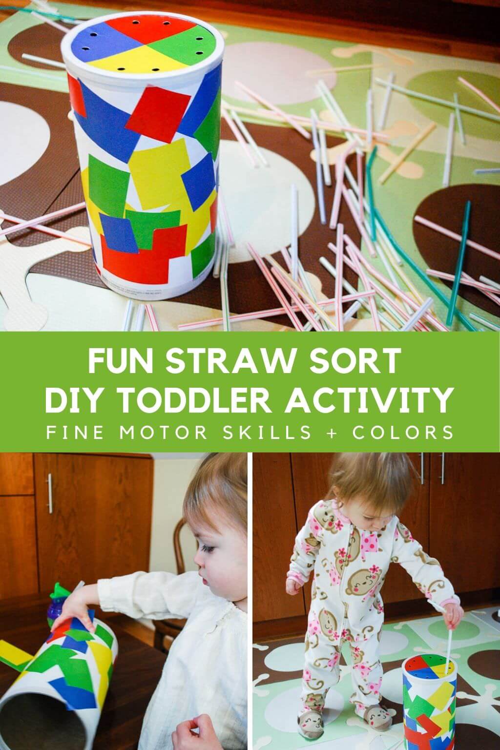 Fun DIY toddler indoor activity: Straw Sort Game