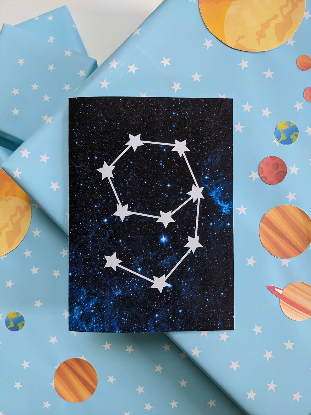 Constellation birthday card with custom birthday age in stars on a galaxy background