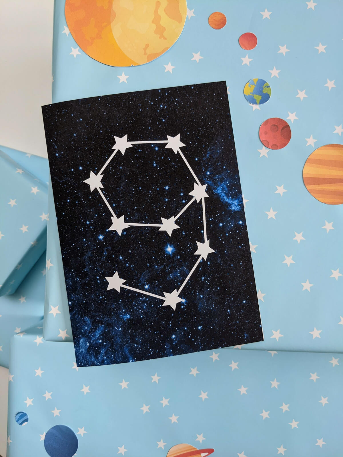 Constellation birthday card with custom birthday age in stars on a galaxy background