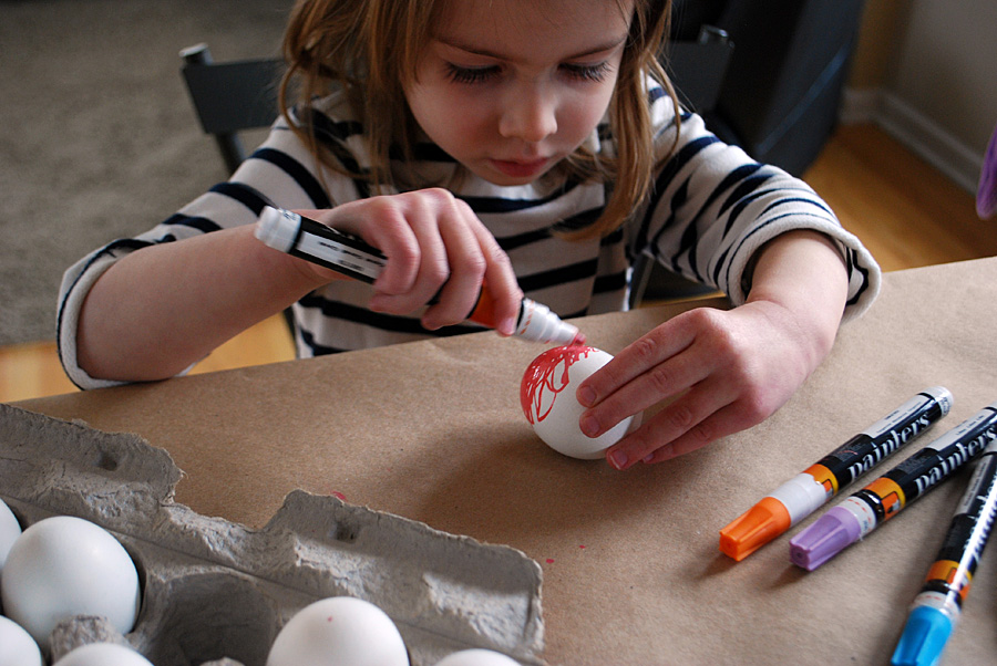 Paint pen Easter eggs kids craft idea