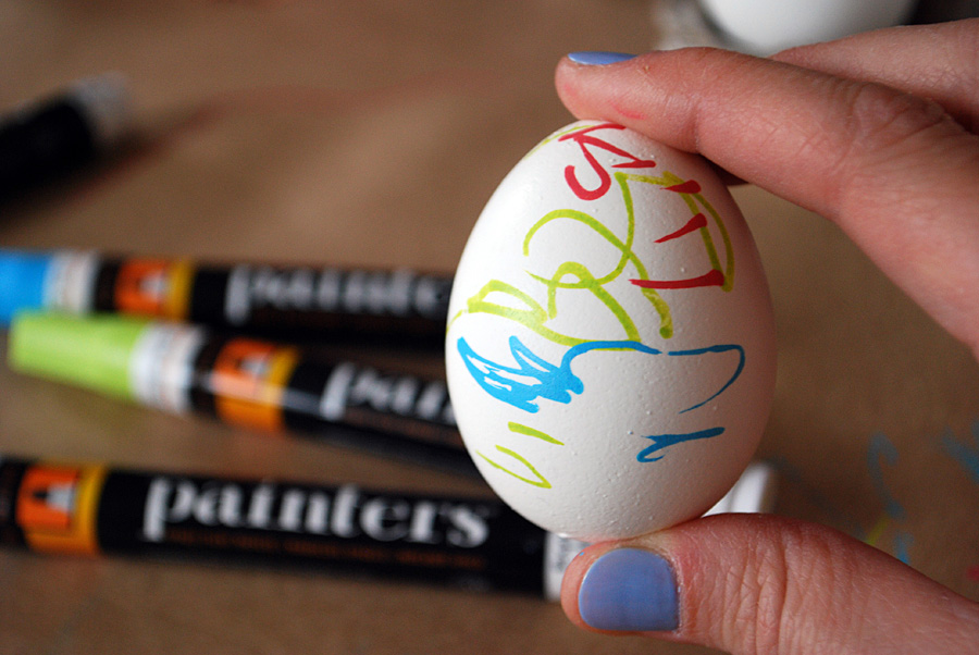 Paint pen Easter eggs kids craft idea