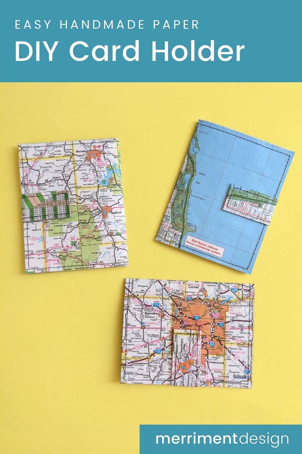 DIY card holder wallet craft tutorial from paper, old maps or books and vinyl