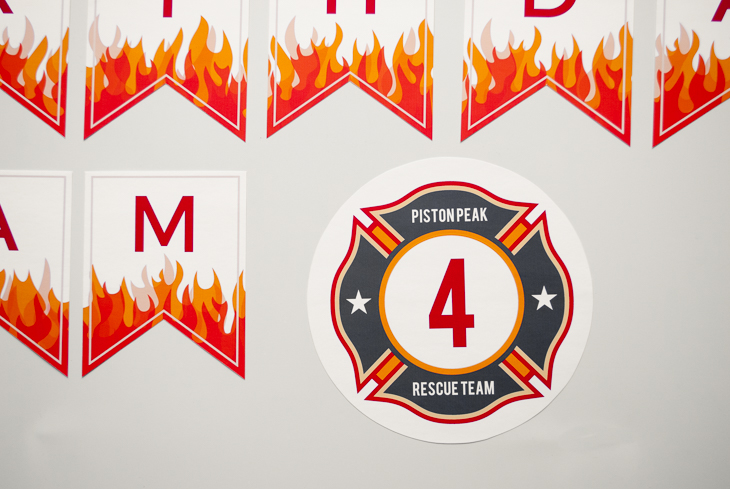 Super cute printable Fire and Flames personalized happy birthday banner for a modern fireman birthday party (or Planes Fire & Rescue inspired birthday party). Just download, type to personalize, print and cut!