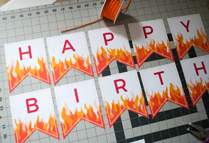 Super cute printable Fire and Flames personalized happy birthday banner for a modern fireman birthday party (or Planes Fire & Rescue inspired birthday party). Just download, type to personalize, print and cut!