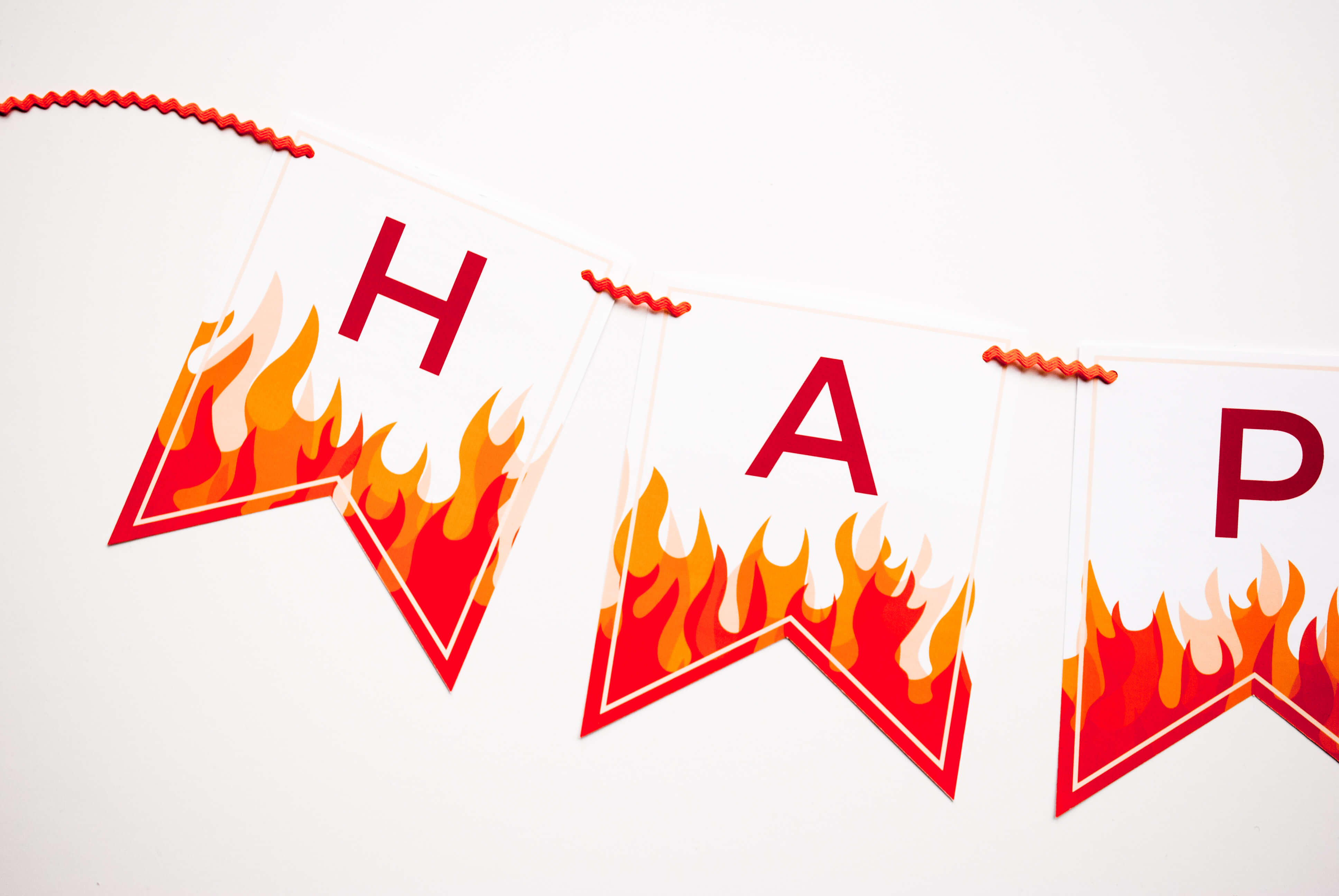 Personalized Fire and Flames printable happy birthday banner for a modern fireman ...