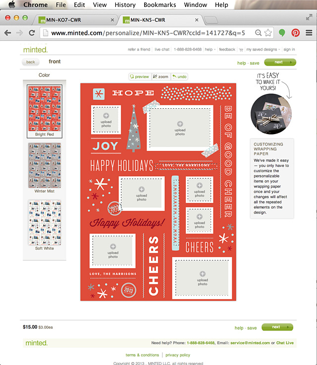 Personalized wrapping paper from minted