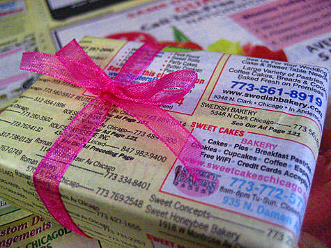 Phone book wrapping paper