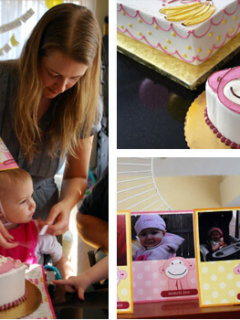 Pink monkey and bananas 1st birthday party theme idea