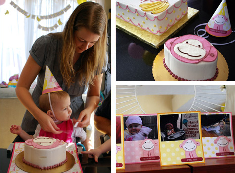 Pink Monkey and Bananas Kid's 1st Birthday Party Idea and Free Printable Templates Kathy Beymer at Merriment Design