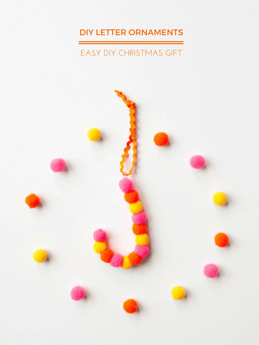 Easy pom pom DIY letter Christmas tree ornaments