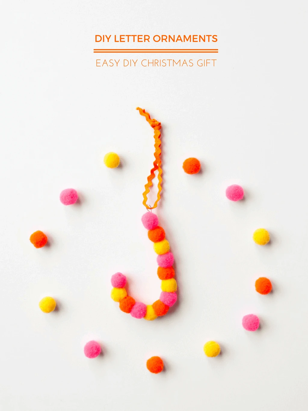 Easy pom pom DIY letter Christmas tree ornaments Easy pom pom DIY letter Christmas tree ornaments