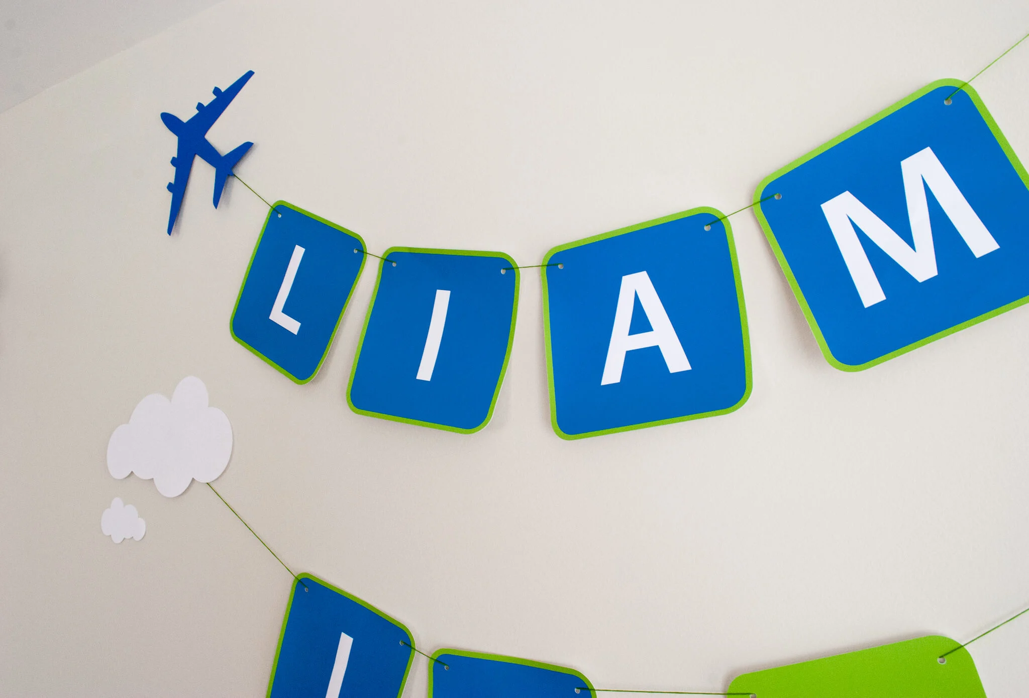 Printable Airplane Happy Birthday Party Banner for a Modern and Classy Airplane or Airport Birthday Party. Just download, type to personalize, cut and hang!