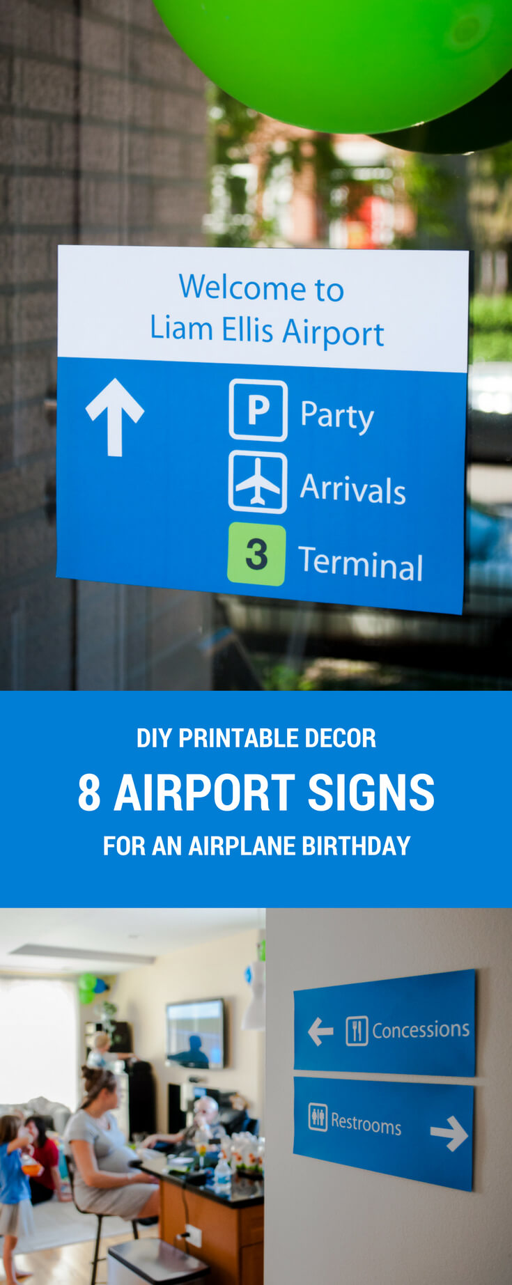 8 printable airport signs for an airplane birthday party | airplane birthday party decorations