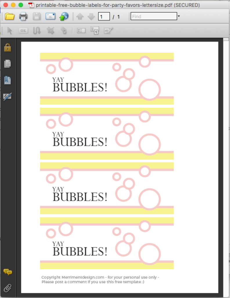 Free printable bubble labels. Contact me to personalize bubble labels for your party!