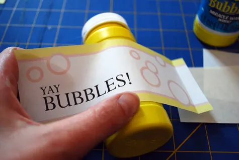 Printable free bubble labels for party favors by Kathy Beymer at Merriment Design