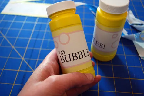 Printable free bubble labels for party favors by Kathy Beymer at Merriment Design