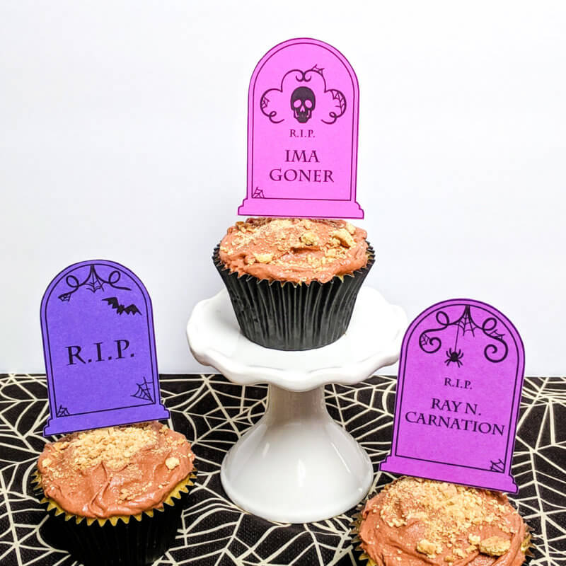 Tombstone Printable Halloween Cupcake Toppers