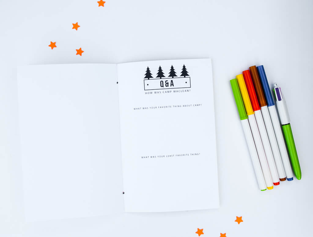 Printable fill-in camp journal for kids