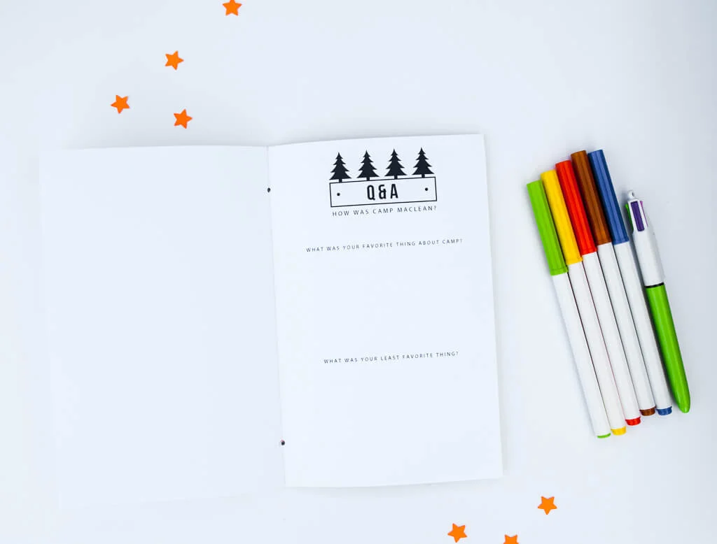 Printable fill-in camp journal for kids