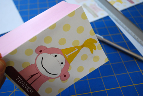 Printable Thank You Cards for Pink Monkey 1st Birthday Party free craft project tutorial by Kathy Beymer at Merriment Design
