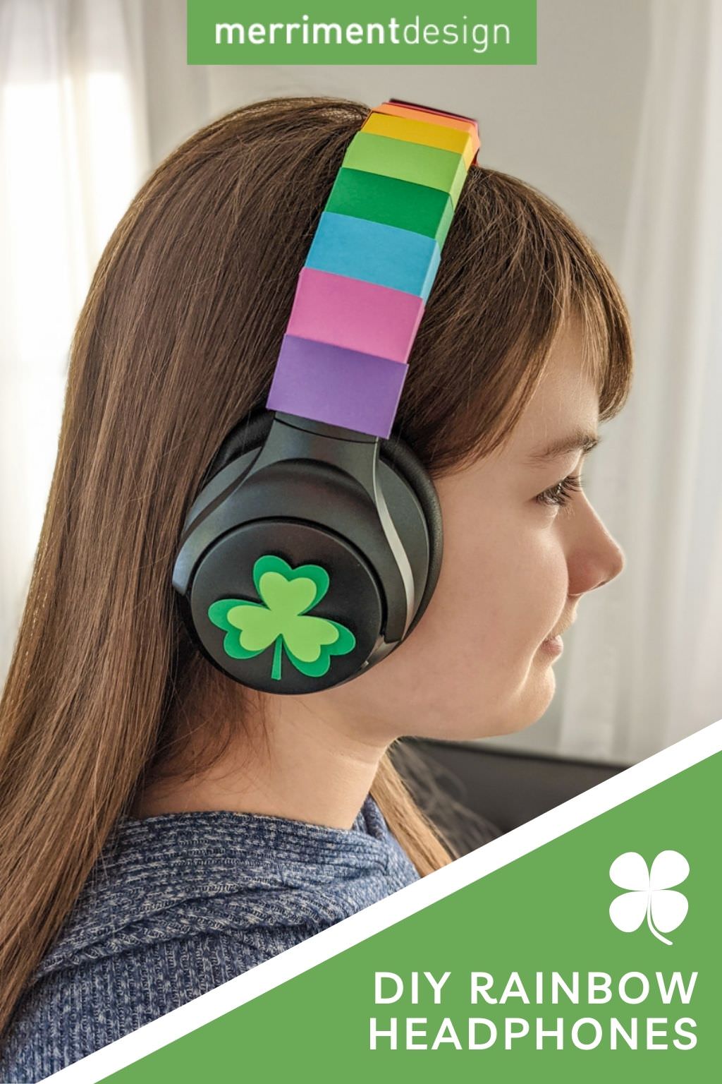 DIY rainbow headphones craft idea for St. Patrick's Day