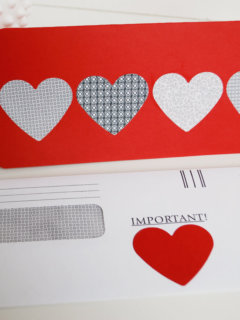 DIY Valentine's Day cards using recycled security envelopes