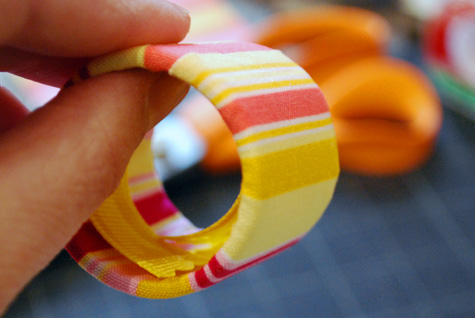 Merriment :: Recycled Fabric Napkin Rings from Sarah Wrap Tubes by Kathy Beymer