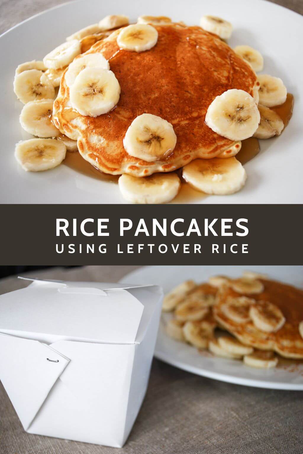 Rice pancakes on a plate with bananas and cinnamon