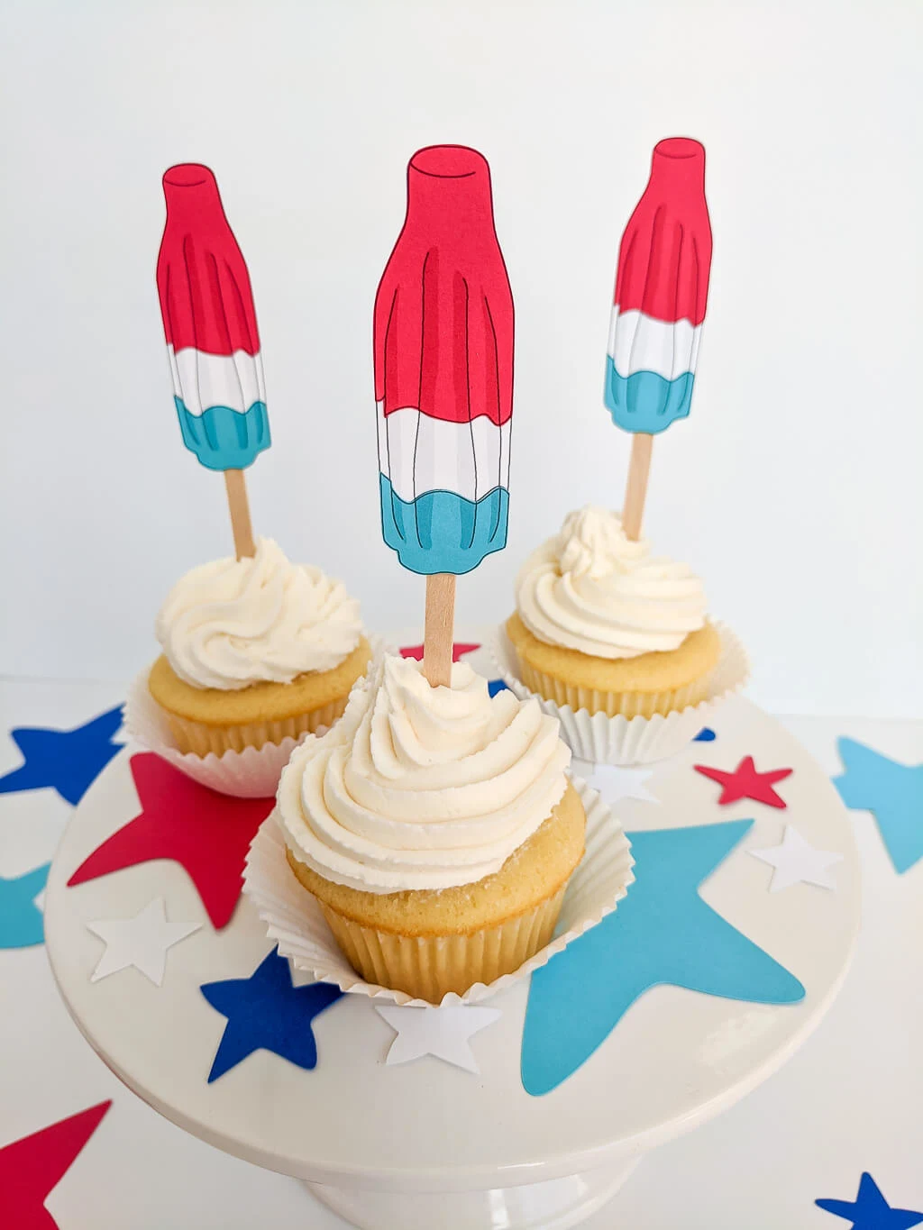 4th of July Bomb Pop DIY cupcake toppers