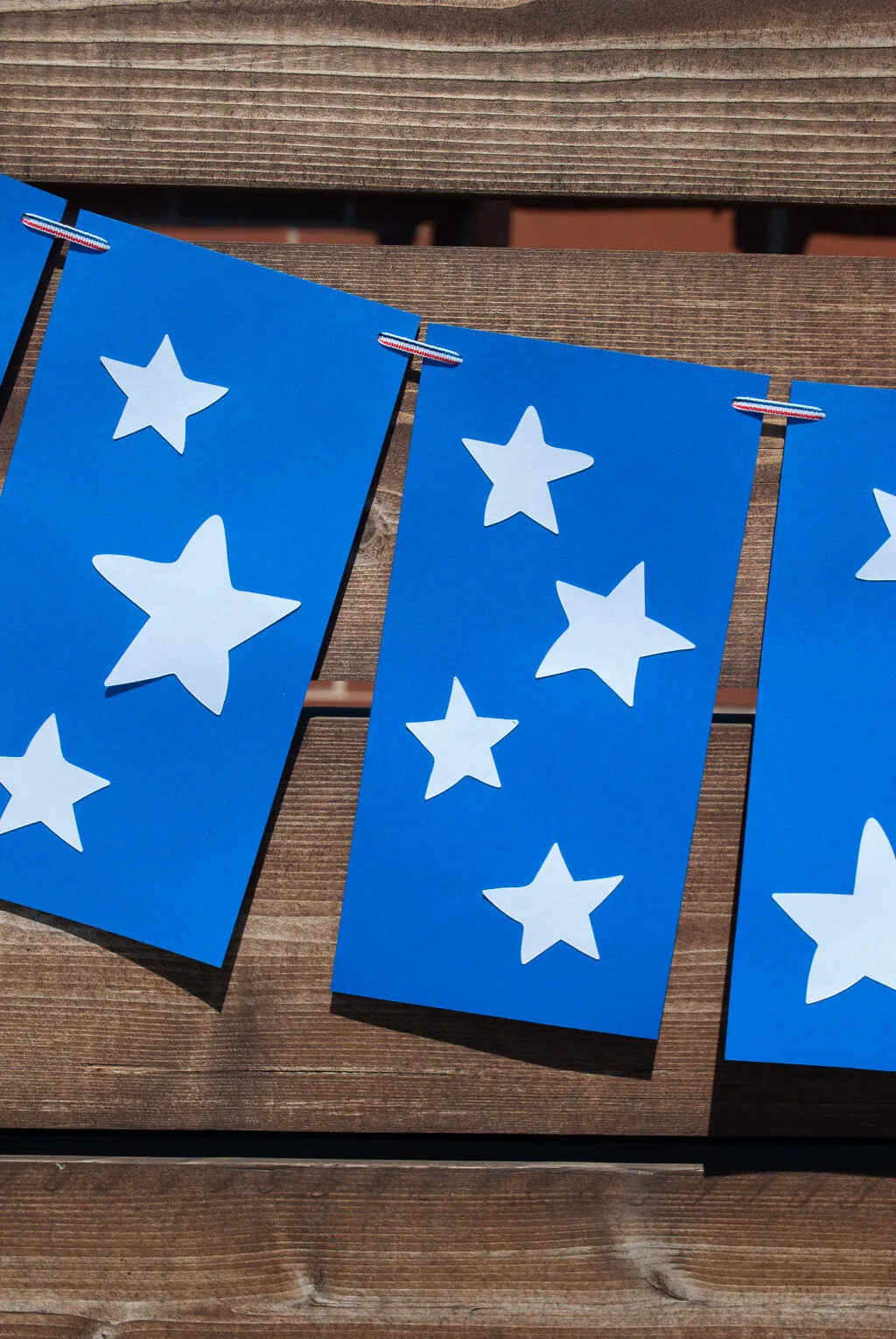 American flag paper DIY banner with handmade stars