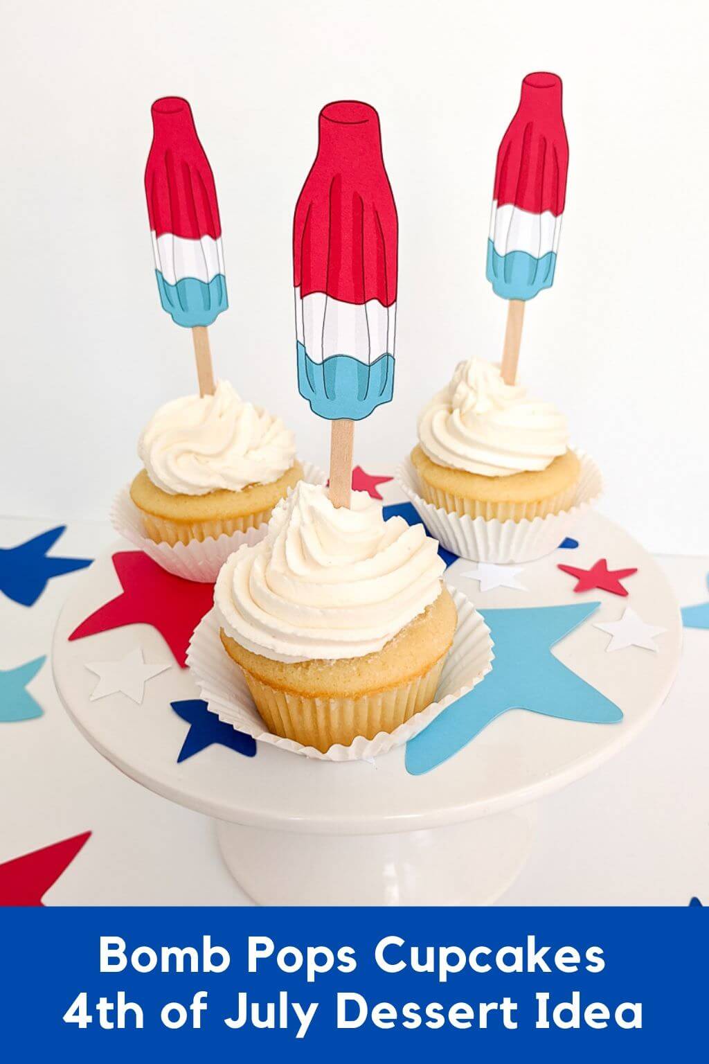 DIY Rocket Pops / Bomb Pops Cupcake Toppers