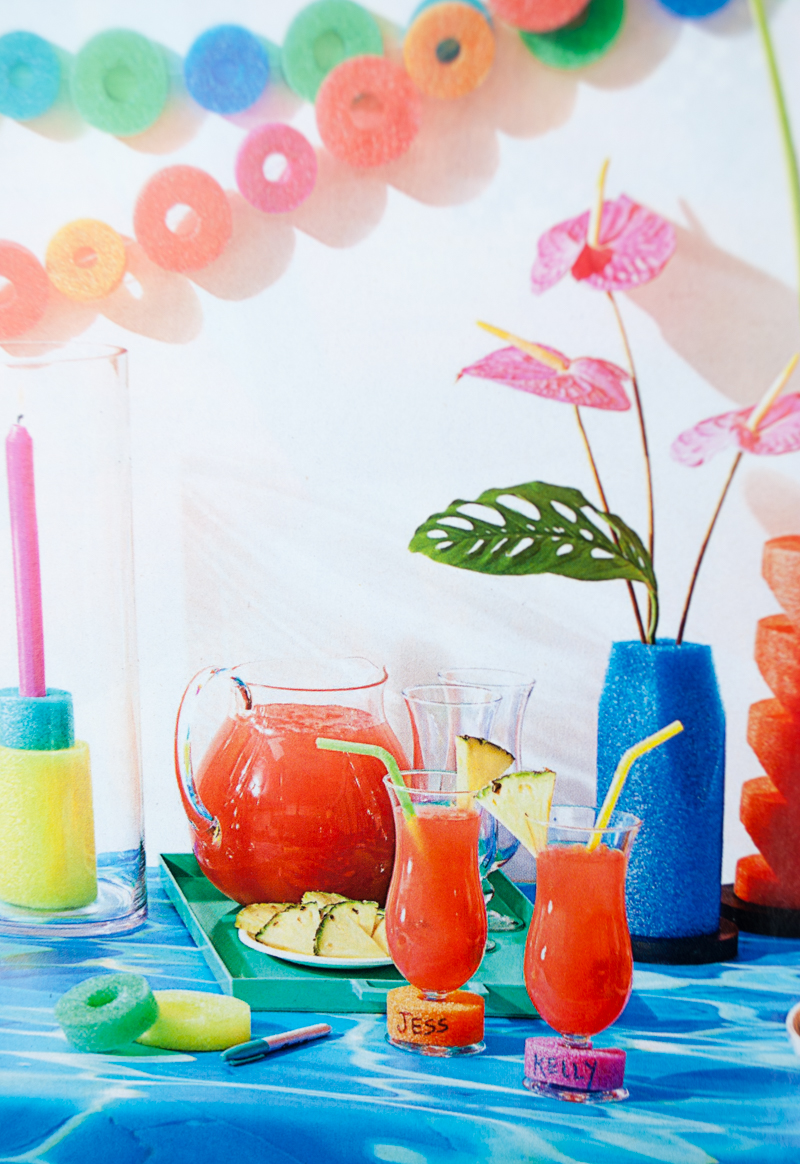 Pool Noodle Party Decorations featured in Rachael Ray Magazine. These look so fun and easy to make!