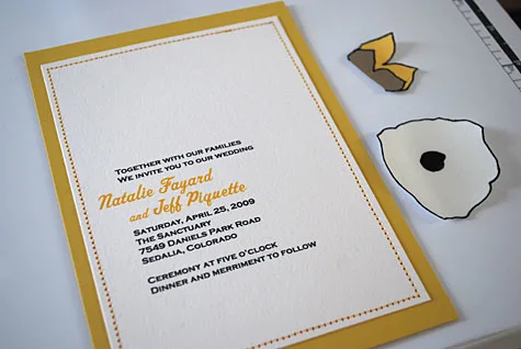 Sewn Half Flower Fabric and Loose Leaf Wedding Invitations - fabric and paper wedding invites