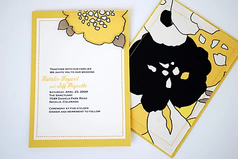 Sewn Half Flower Fabric Wedding Invitations