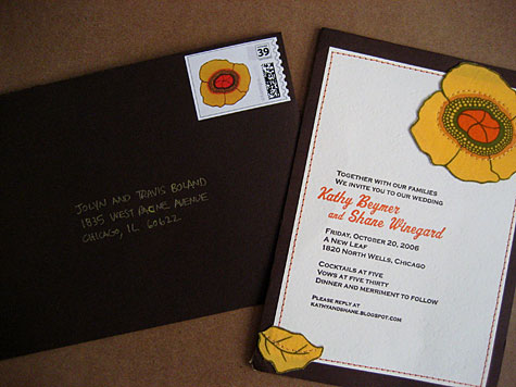 Merriment :: Sewn return address envelopes and custom photo stamps from PhotoStamps.com