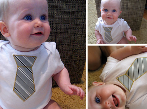 Sewn tie applique baby onesie