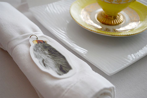 Merriment :: Shrinky Dink Rabbit's Foot Napkin Ring and Keychain Favor by Heather Crosby and Kathy Beymer