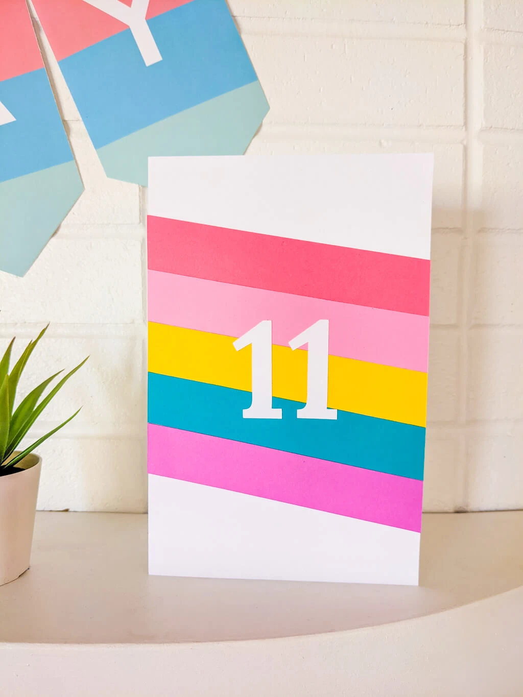 Cute rainbow handmade card with birthday age