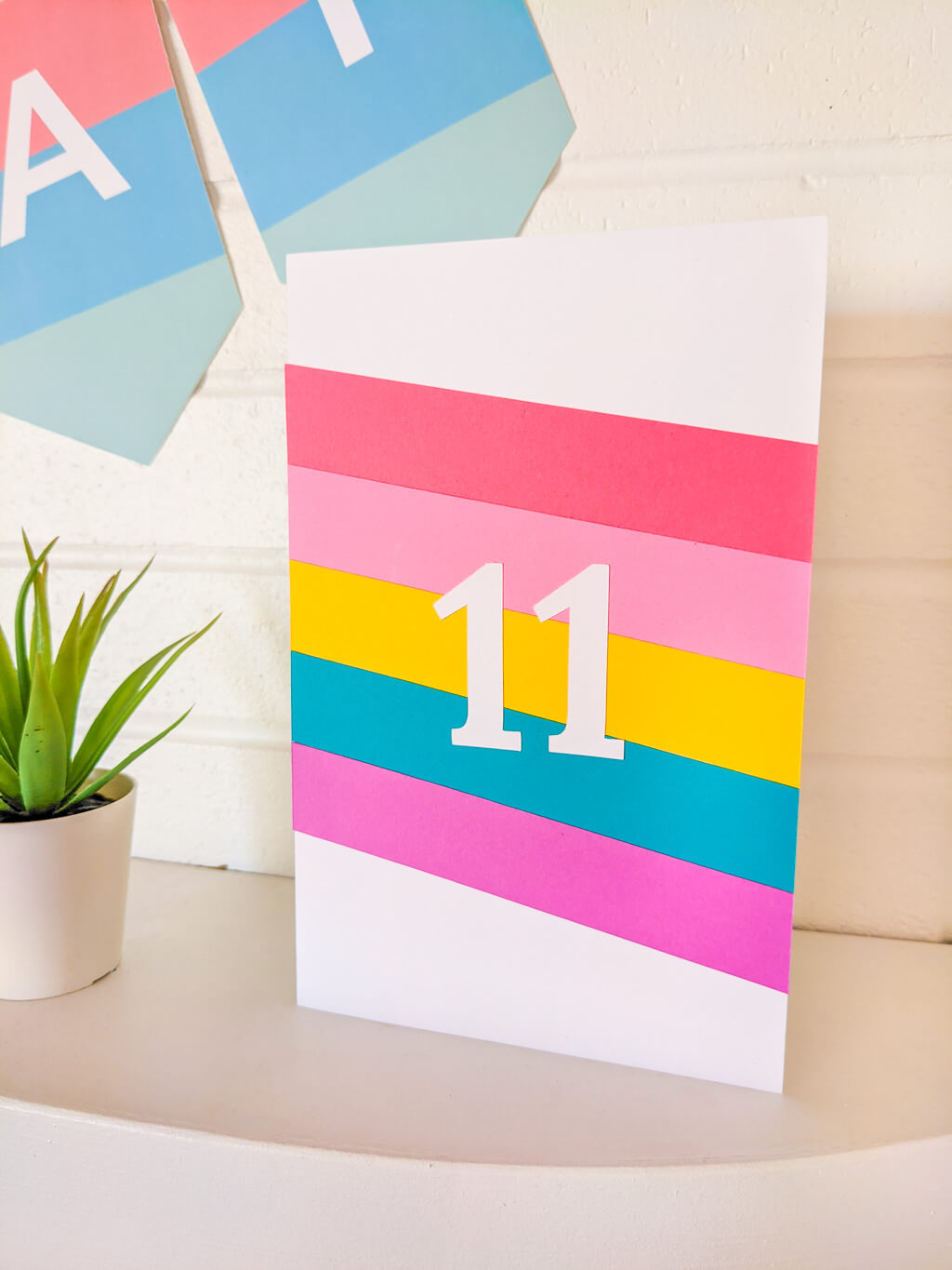 Cute rainbow handmade card with birthday age