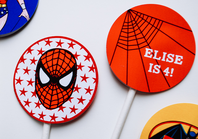 Super Hero Personalized Shield Cupcake Toppers
