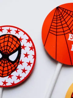 Spider-Man printable personalized cupcake toppers or temporary tattoos for a Spider-Man birthday party