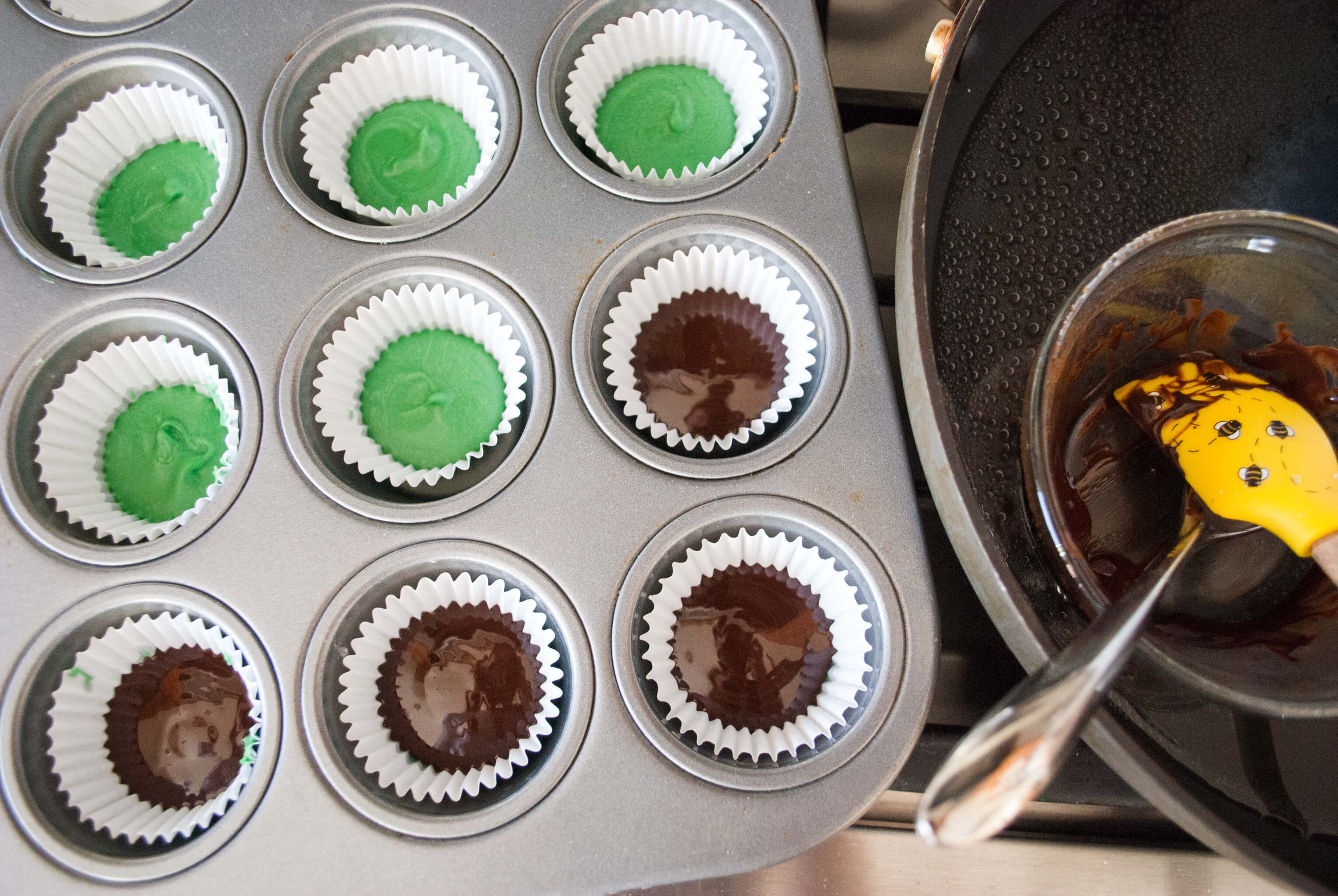 St. Patrick's Day Chocolate Peanut Butter Cups Recipe. Make these lucky green chocolate peanut butter cups for your little leprechauns.