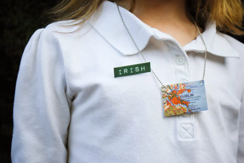 DIY St. Patrick's Day Necklaces on girl