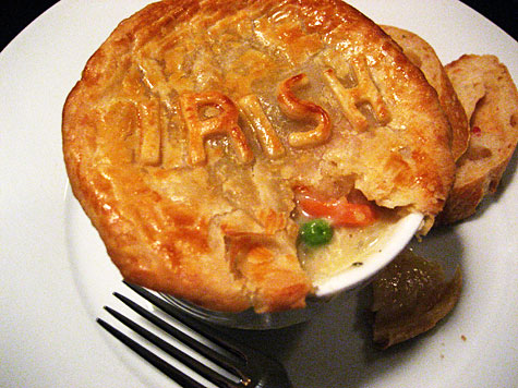 Chicken Pot Pie with Irish pie crust letters
