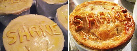 Personalized Chicken Pot Pies with pie crust names on top